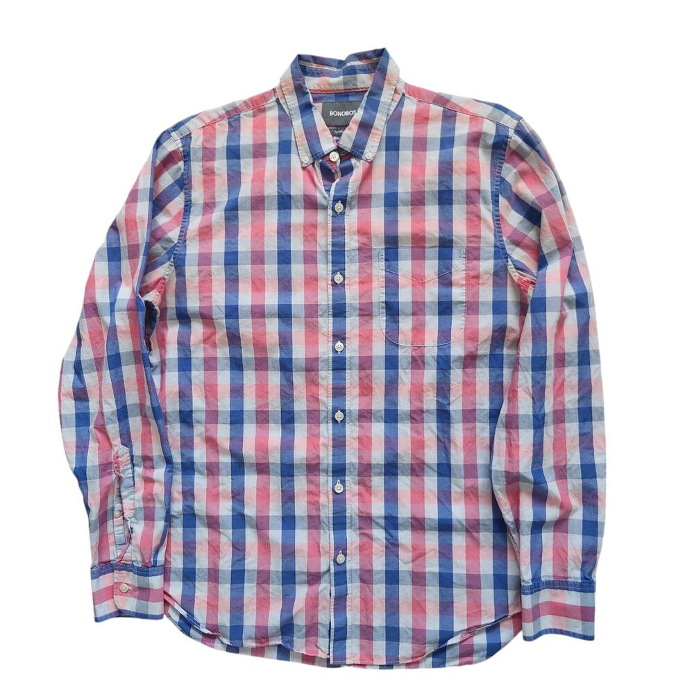 Bonobos Madras Plaid Shirt L Tailored Slim Fit Long Sleeve Preppy Ivy League